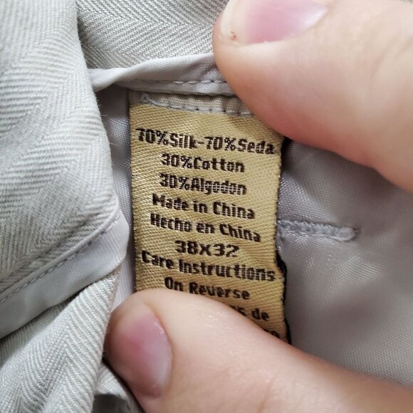 Jamaica Jaxx Men's Light Beige Silk Blend Pleated Dress Pants Trouser Size 38x32 - Picture 5 of 9